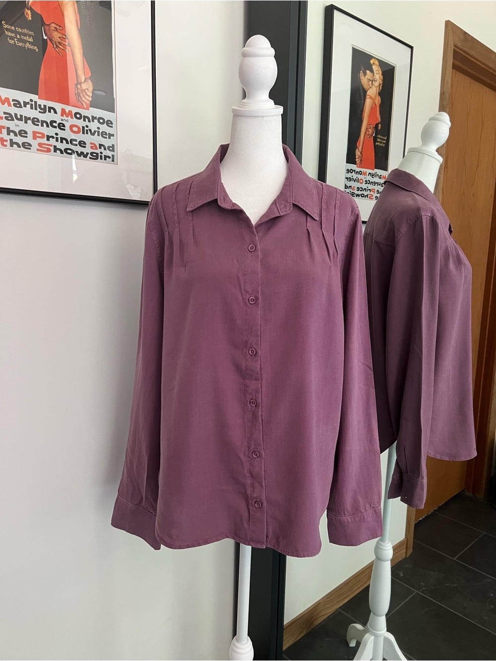 Anthropology Cloth & Stone Women's Button-Up Blouse in Dusty Plum 100% Tencel M